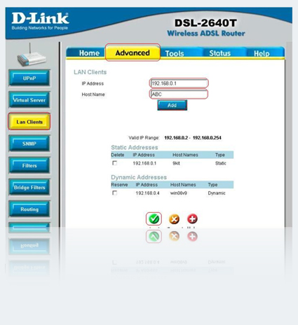 Forwordport D-link 2640 T