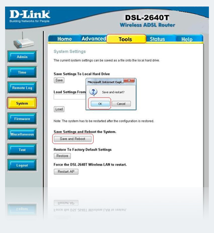 Forwordport D-link 2640 T