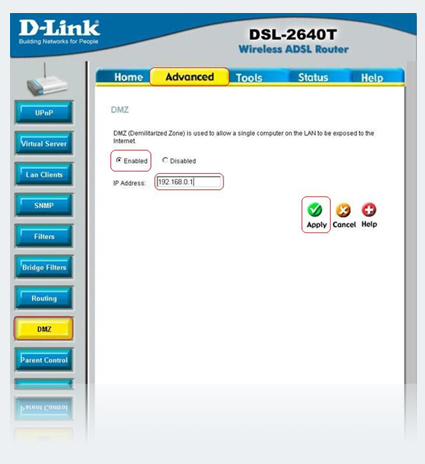 Forwordport D-link 2640 T