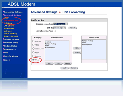 Modem - Port Forwarding