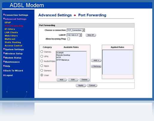 Modem - Port Forwarding