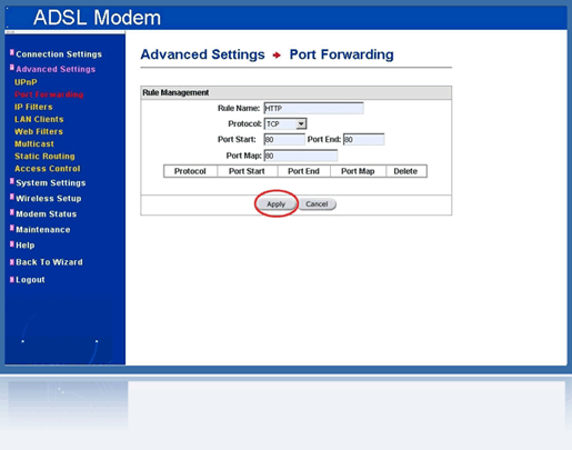 Modem - Port Forwarding