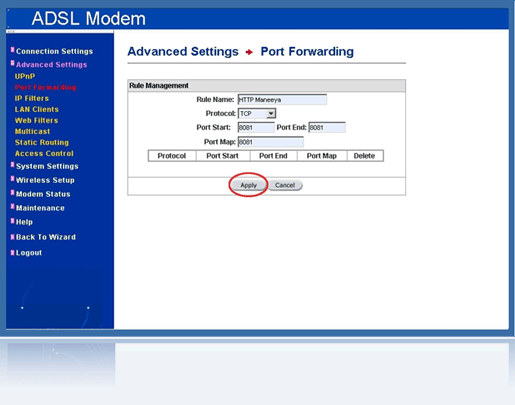 Modem - Port Forwarding